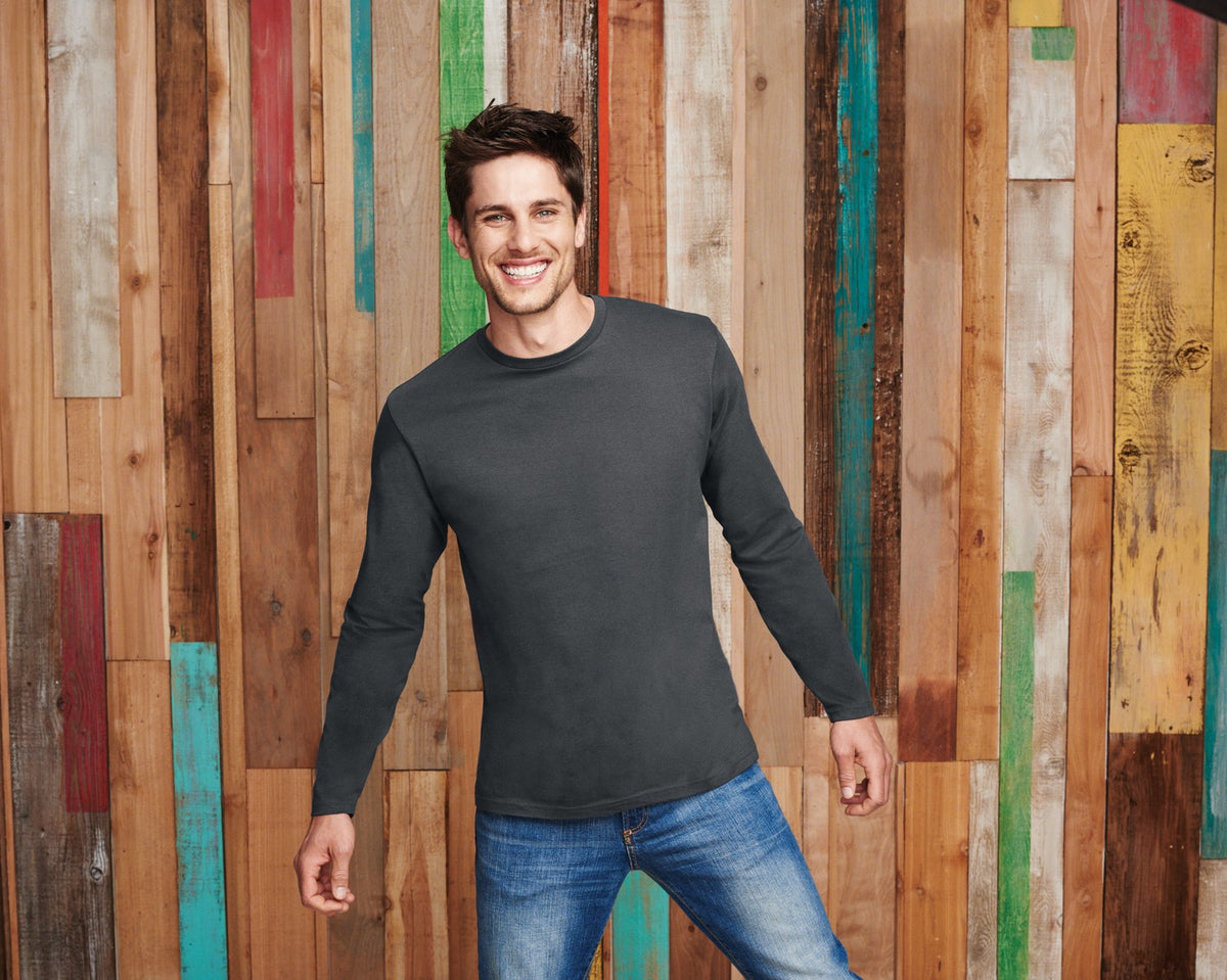 Bright White District Perfect Weight Long Sleeve Tee. DT105 plain