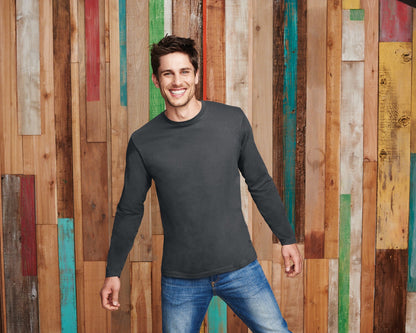 Bright White District Perfect Weight Long Sleeve Tee. DT105 plain