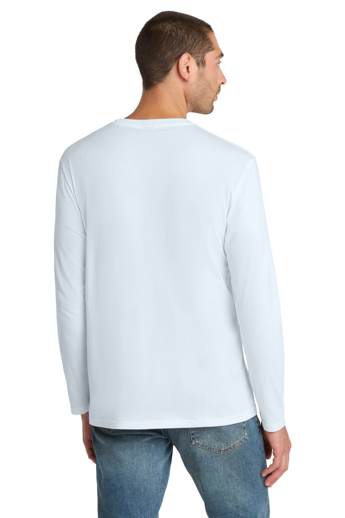 Bright White District Perfect Weight Long Sleeve Tee. DT105 plain