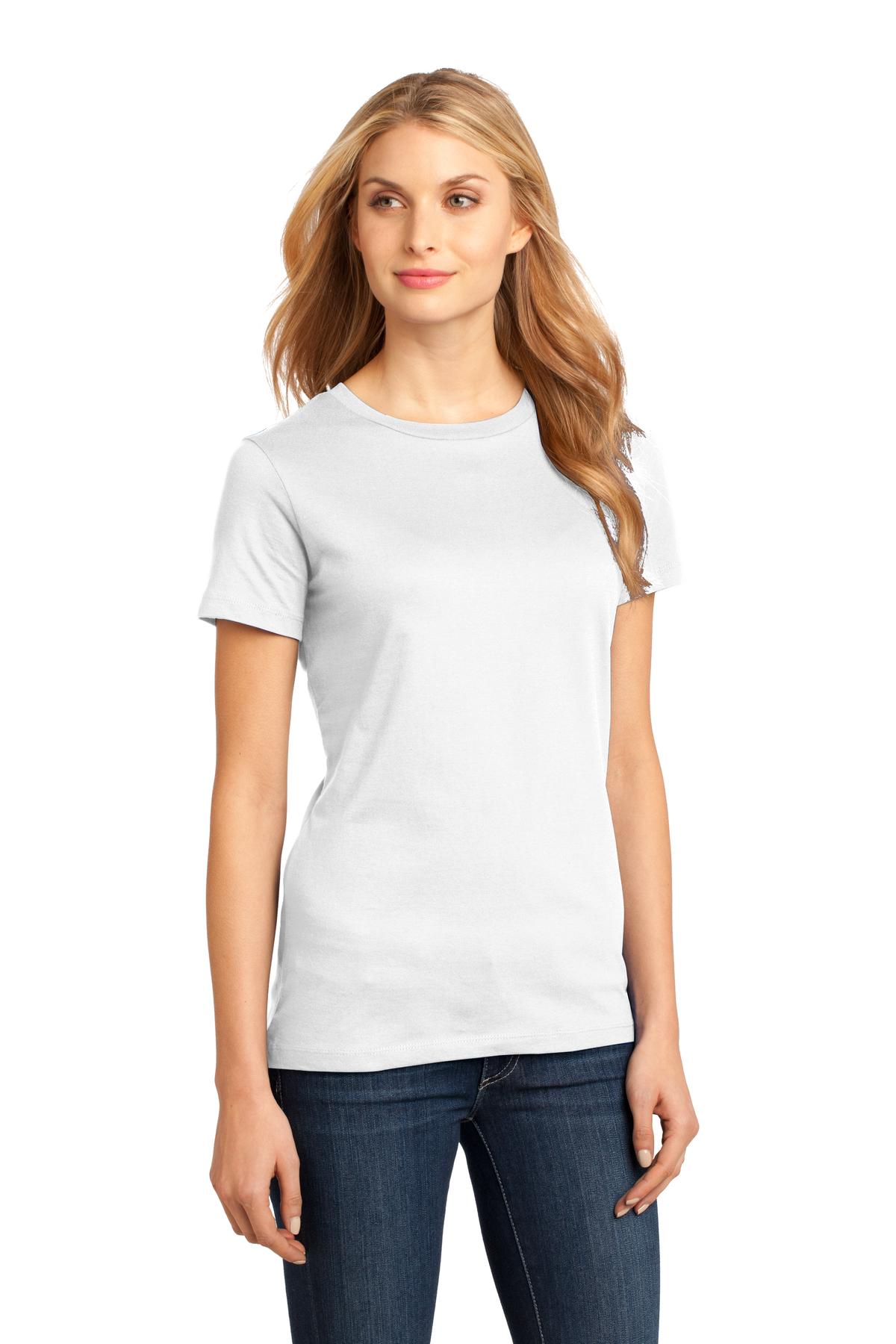 Bright White District Women's Perfect Weight Tee. DM104L plain