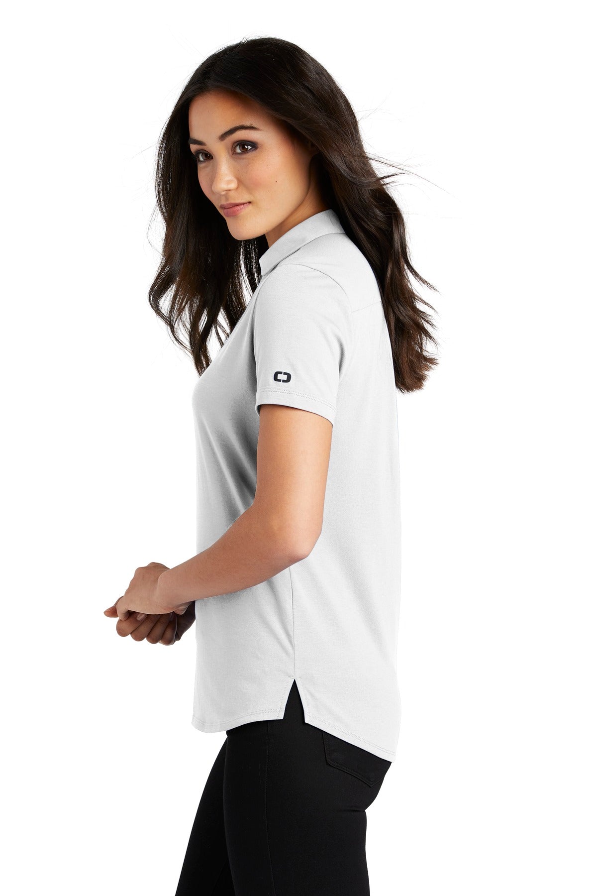 Bright White OGIO Women's Limit Polo. LOG138 plain