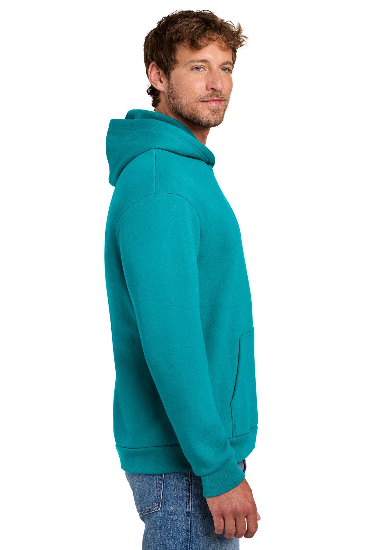 BrightAqua Port & Co Easy Fleece Pullover Hooded Sweatshirt PC68H