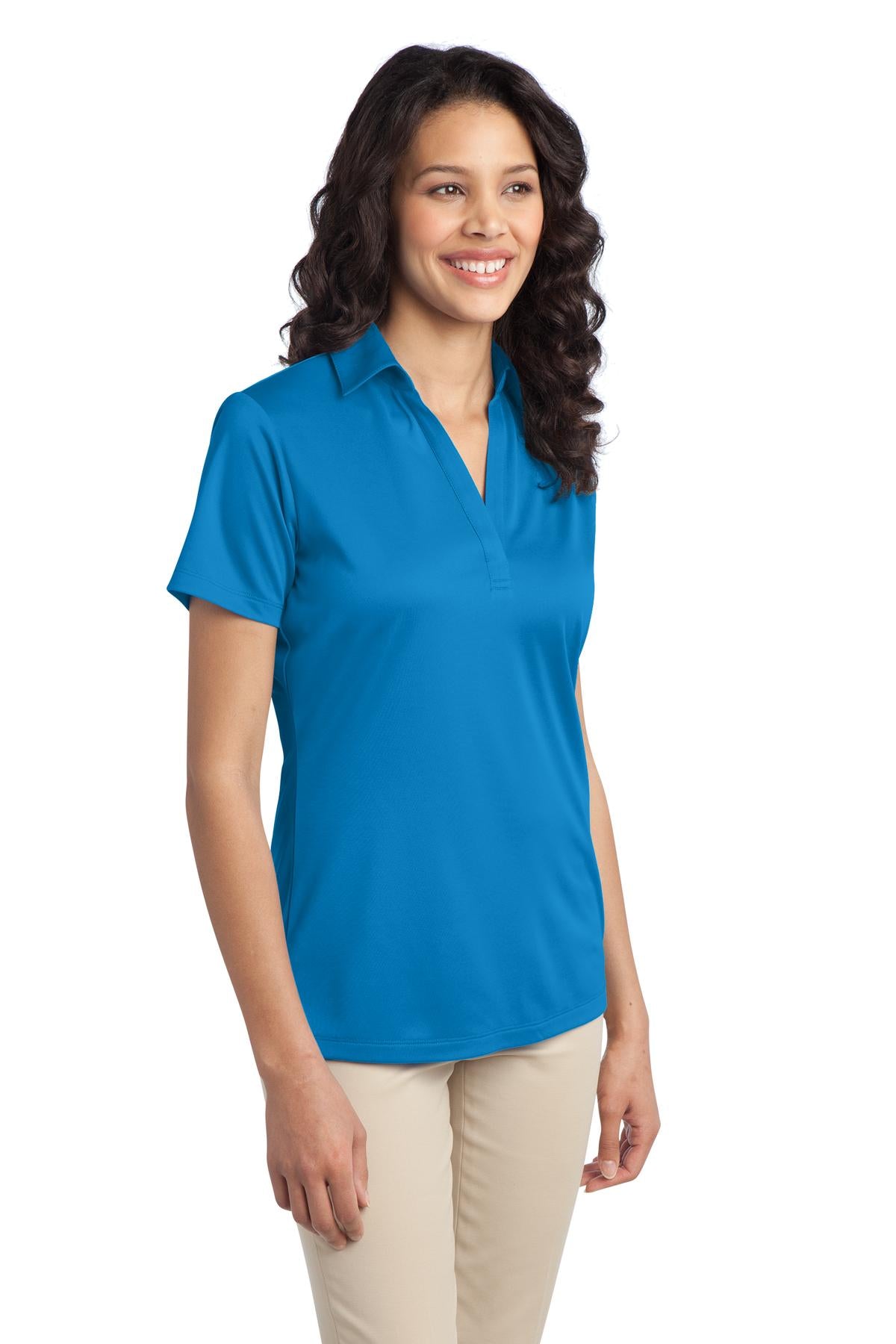 Brilliant Blue Port Authority Women's Silk Touch Performance Polo. L540 plain