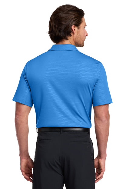 Brisk Blue Nike Dri-FIT Embossed Tri-Blade Polo. 838964 plain