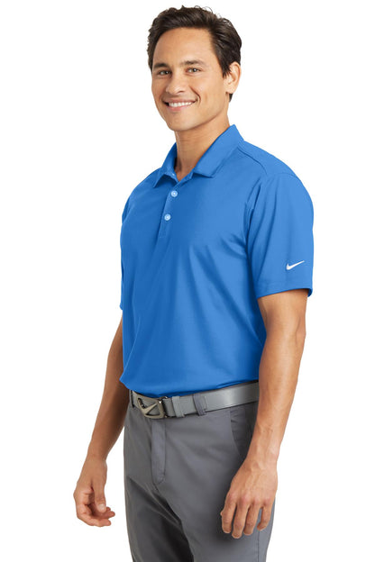 Brisk Blue Nike Dri-FIT Vertical Mesh Polo. 637167 plain