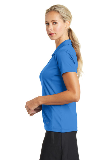 Brisk Blue Nike Women's Dri-FIT Vertical Mesh Polo. 637165 plain