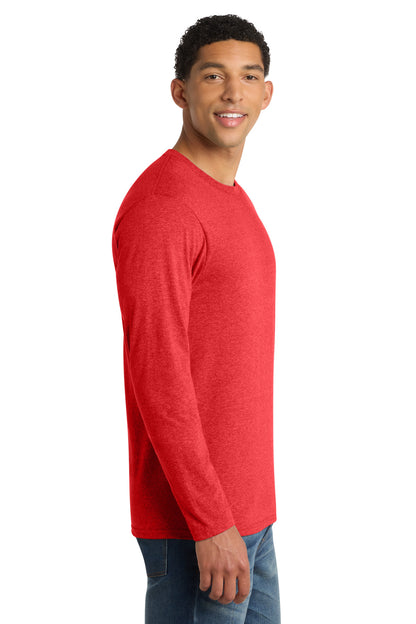Brt Red Hthr Port & Co Long Sleeve Fan Favorite Blend Tee. PC455LS plain