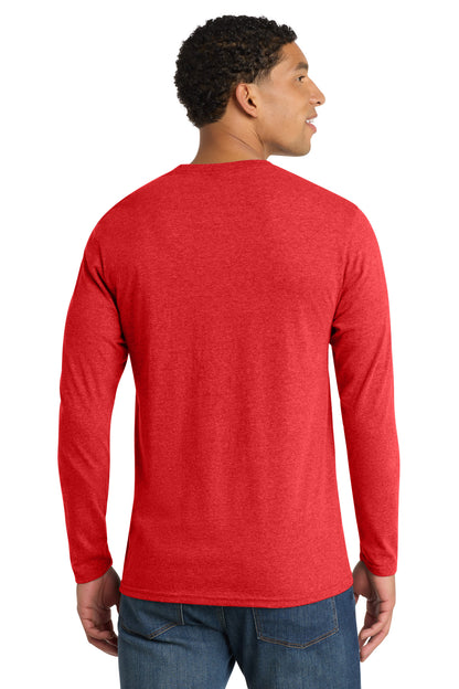 Brt Red Hthr Port & Co Long Sleeve Fan Favorite Blend Tee. PC455LS plain
