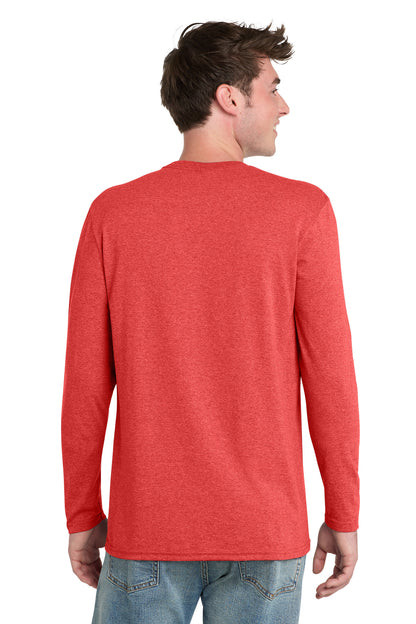 BrtRedHthr Port & Co Tri-Blend Long Sleeve Tee. PC330LS plain