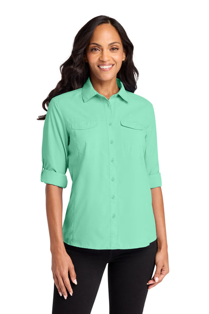 BrtSeafoam Port Authority Women's Long Sleeve UV Daybreak Shirt LW960