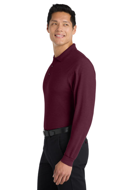 Burgundy Port Authority Silk Touch Long Sleeve Polo. K500LS