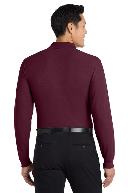 Burgundy Port Authority Silk Touch Long Sleeve Polo. K500LS