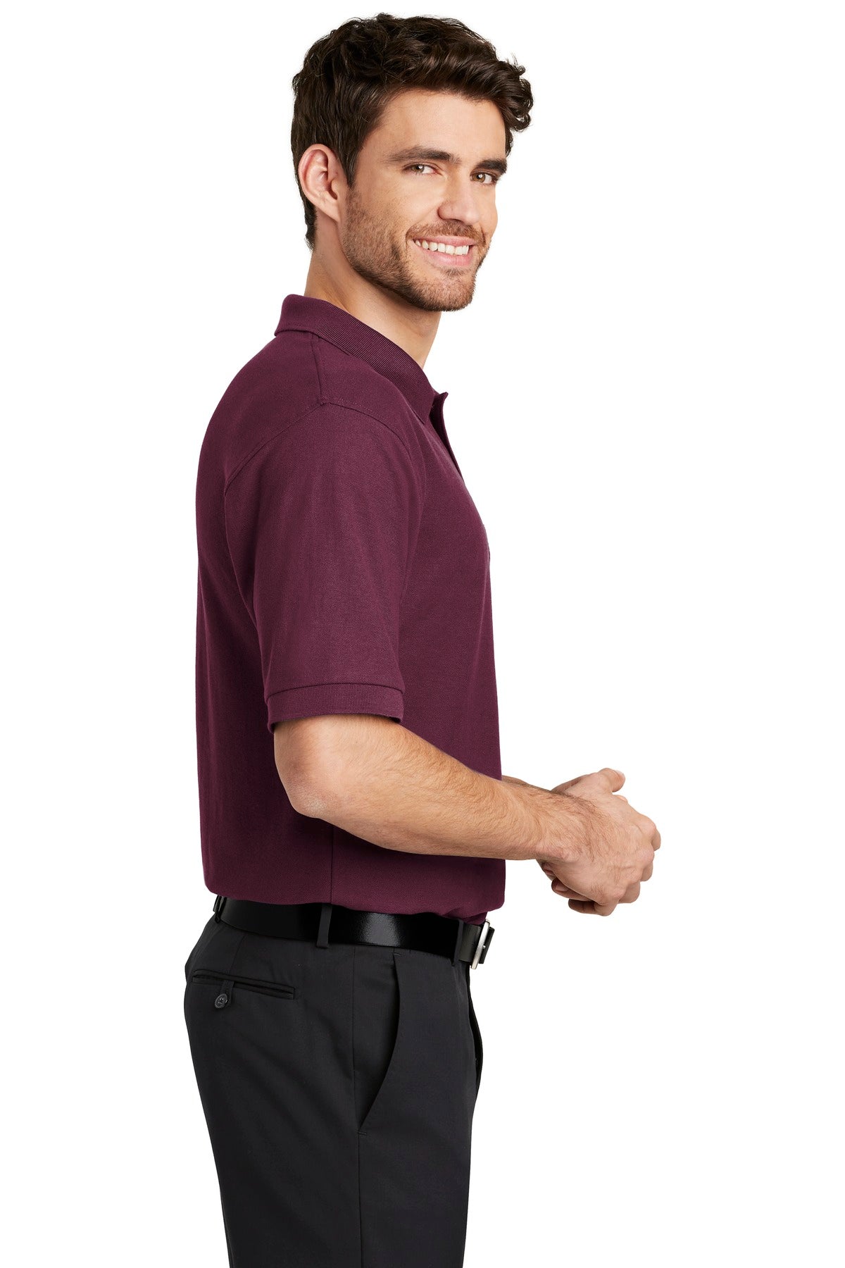 Burgundy Port Authority Tall Silk Touch Polo with Pocket. TLK500P plain