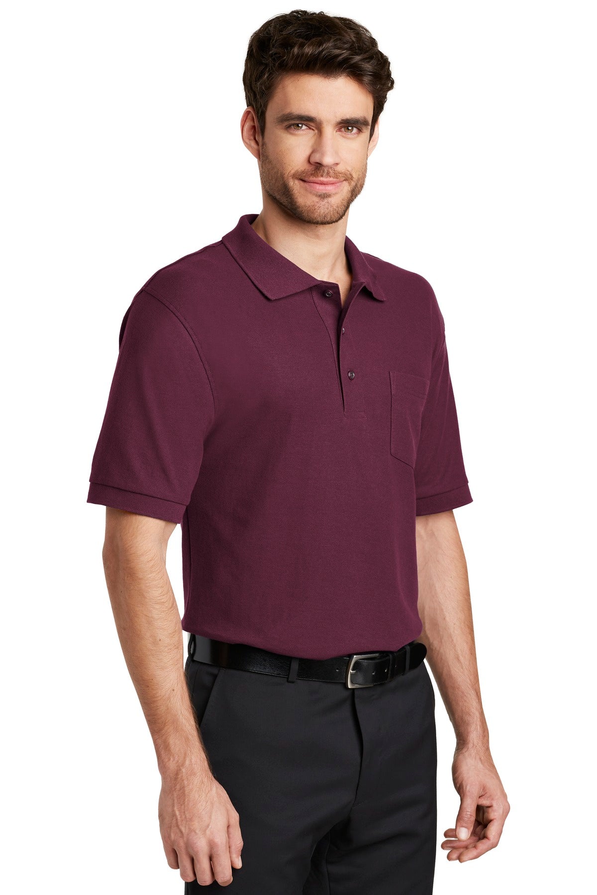Burgundy Port Authority Tall Silk Touch Polo with Pocket. TLK500P plain
