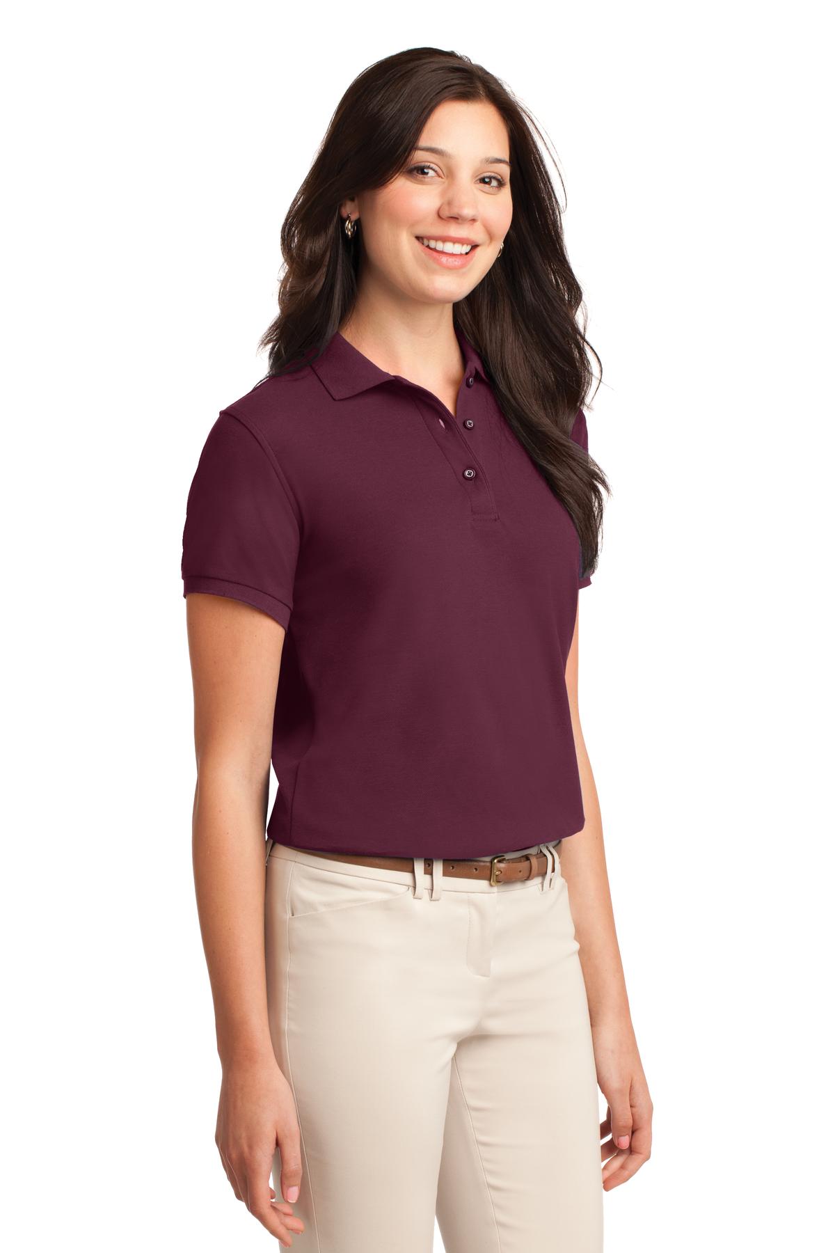 Burgundy Port Authority Women's Silk Touch Polo. L500 plain