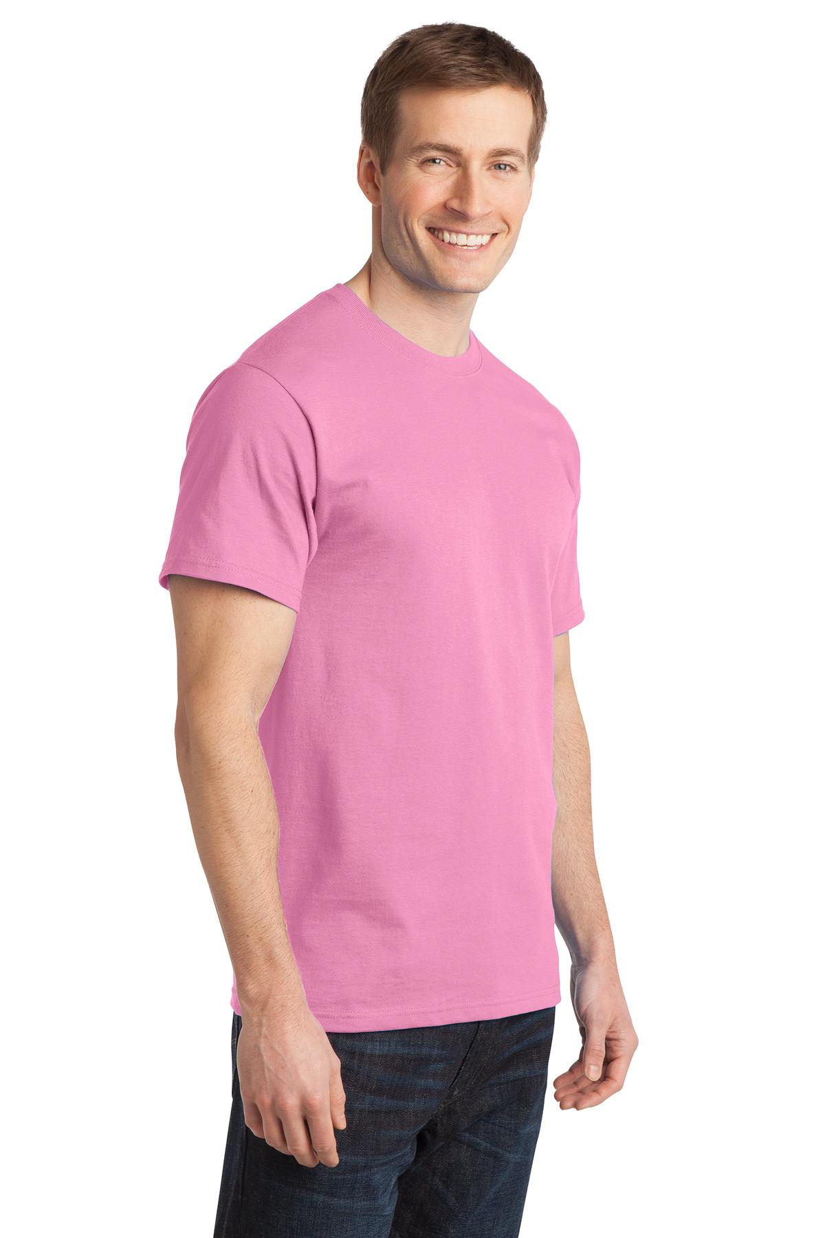 Candy Pink Port & Co Ring Spun Cotton Tee. PC150 plain