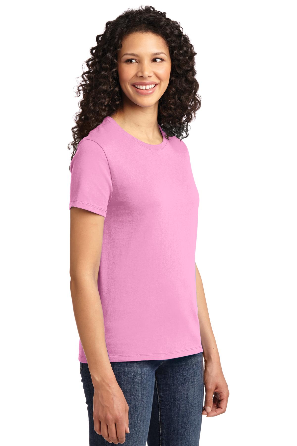 Candy Pink Port & Co Women's Essential Tee. LPC61 plain