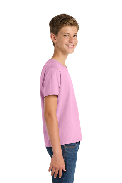 Candy Pink Port & Co Youth Fan Favorite Tee. PC450Y plain