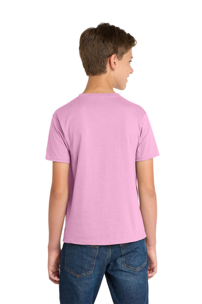Candy Pink Port & Co Youth Fan Favorite Tee. PC450Y plain