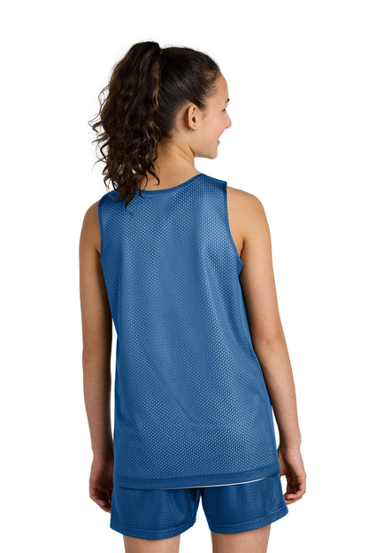 CarBl/Wht Sport-Tek Youth PosiCharge Reversible Mesh Tank YST5000 plain