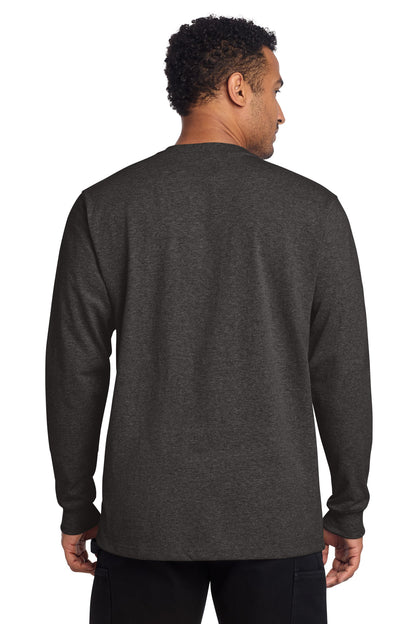 Carbon Heather Carhartt Long Sleeve Henley T-Shirt CTK128 plain