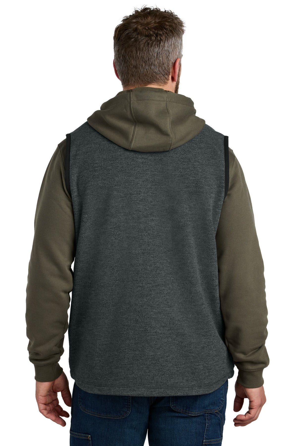CarbonHthr Carhartt Textured Fleece Vest CT106418 plain
