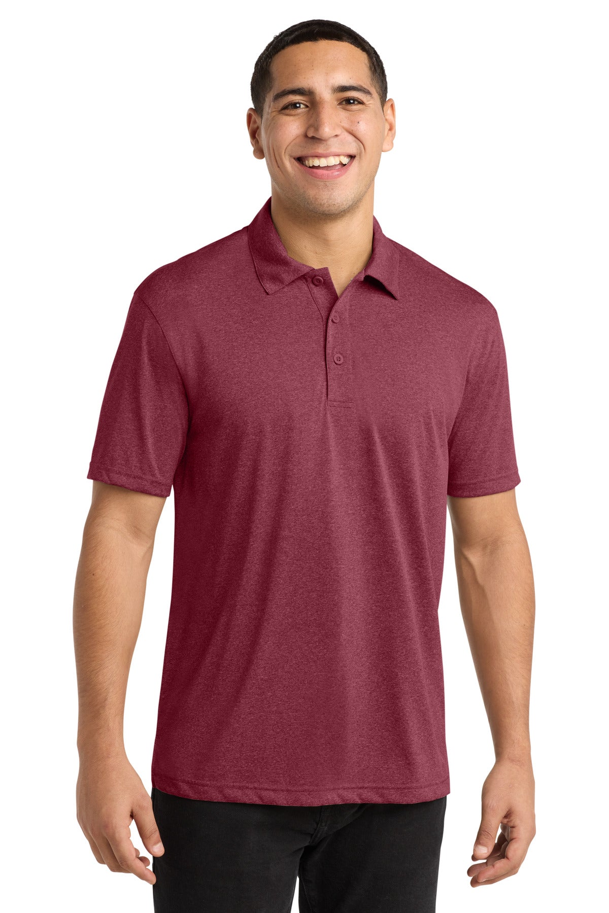 Cardinal Hthr Sport-Tek Heather Contender Polo. ST660 plain