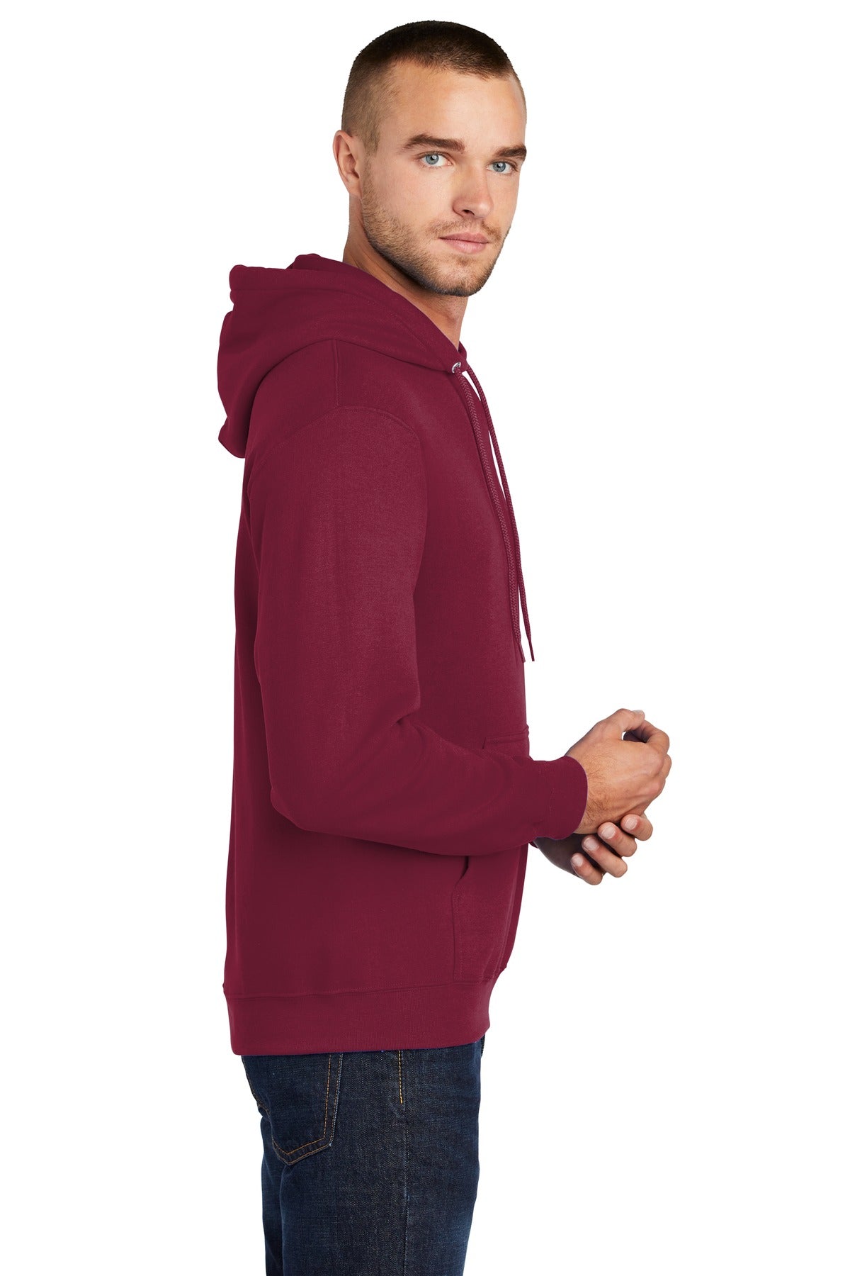 Cardinal Port & Co Core Fleece Pullover Hooded Sweatshirt. PC78H plain
