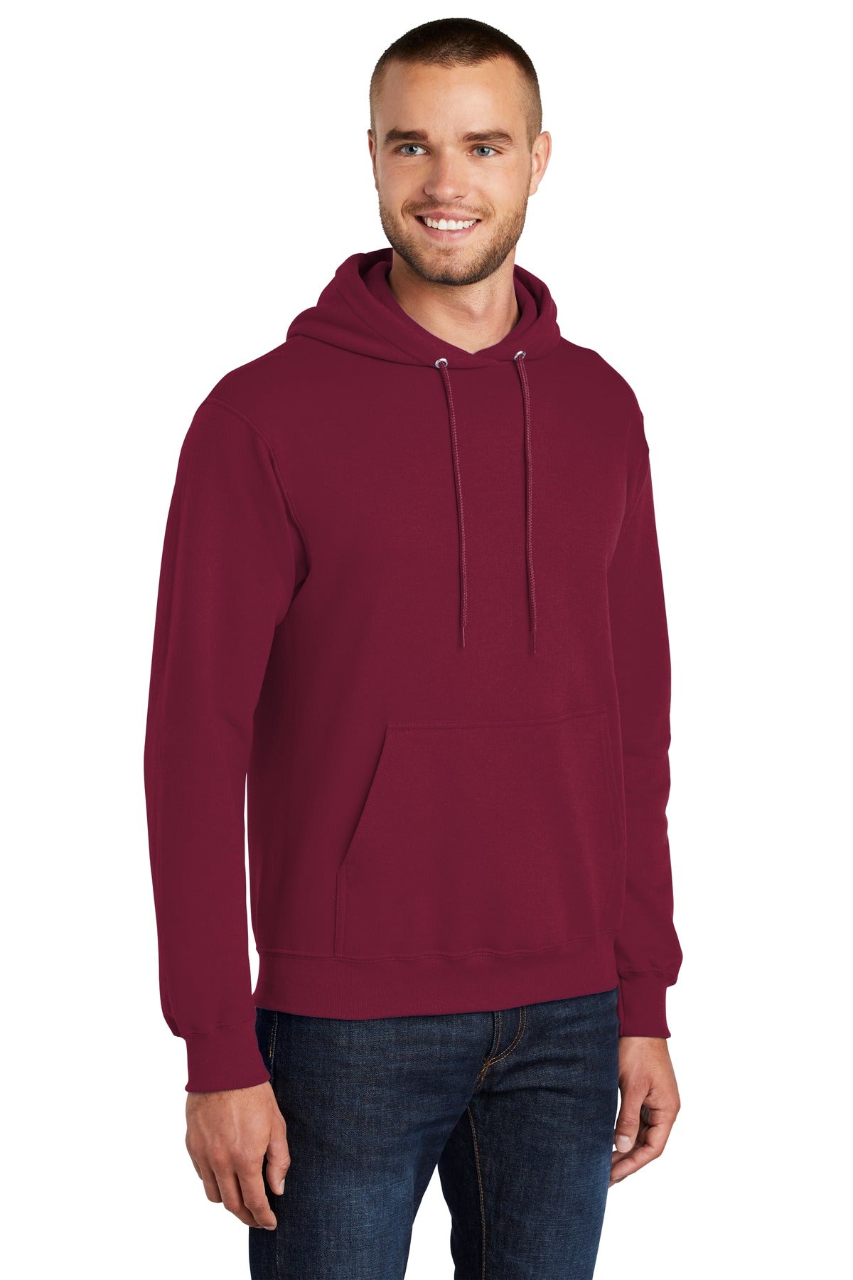 Cardinal Port & Co Core Fleece Pullover Hooded Sweatshirt. PC78H