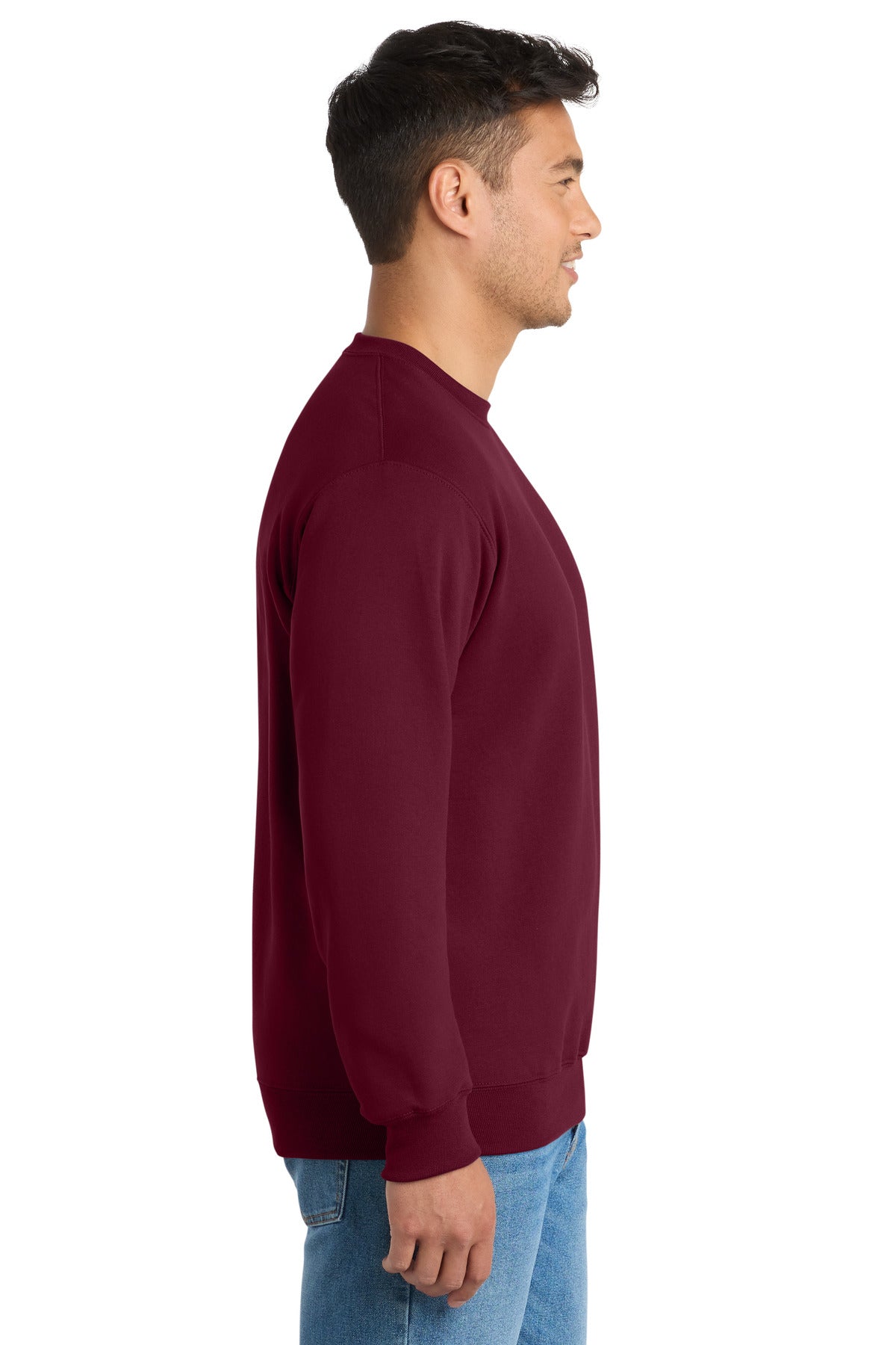 Cardinal Port & Co Essential Fleece Crewneck Sweatshirt. PC90 plain