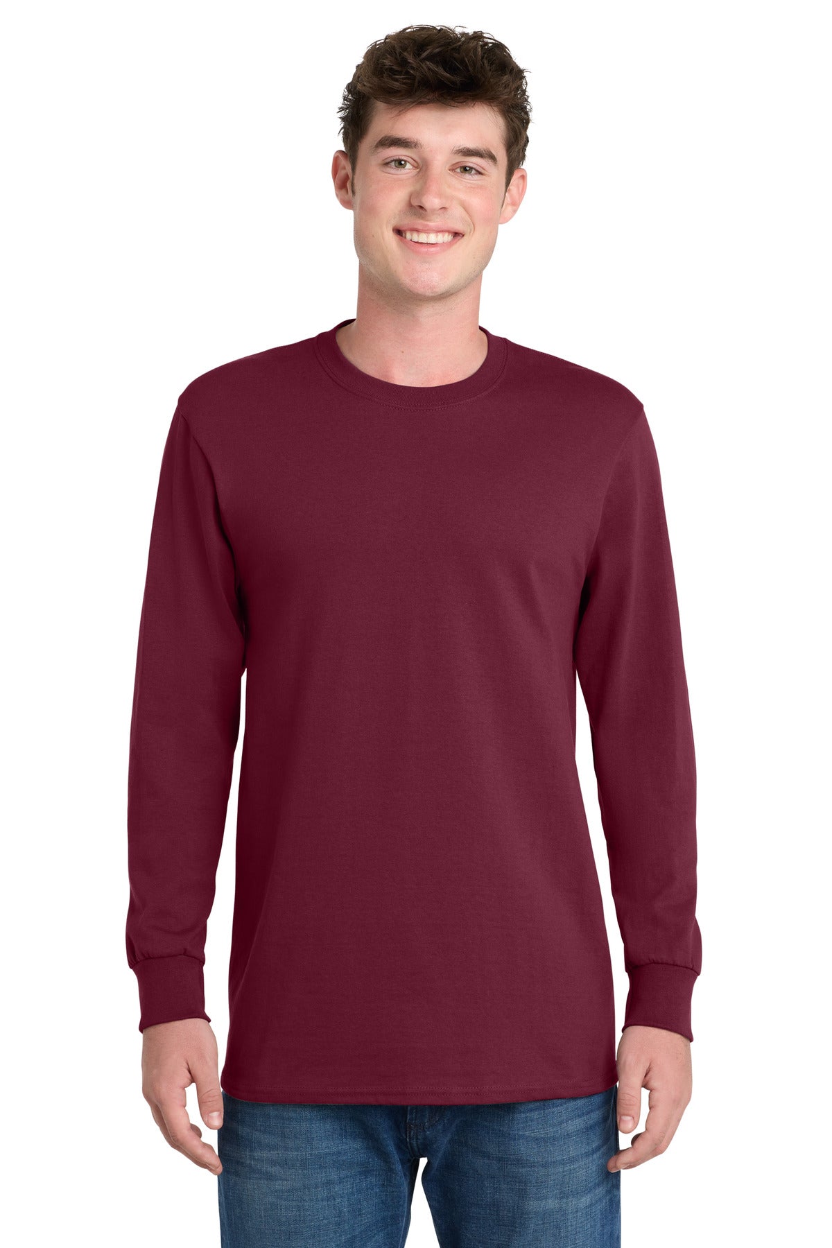 Cardinal Port & Co Long Sleeve Essential Tee. PC61LS plain
