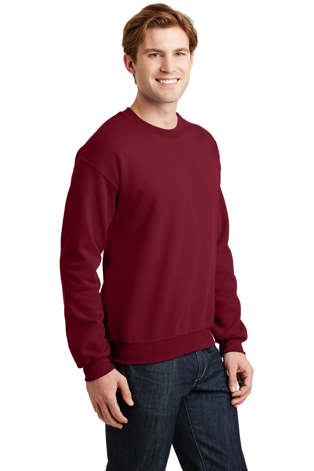 Cardinal Red Gildan Heavy Blend Crewneck Sweatshirt. 18000 plain