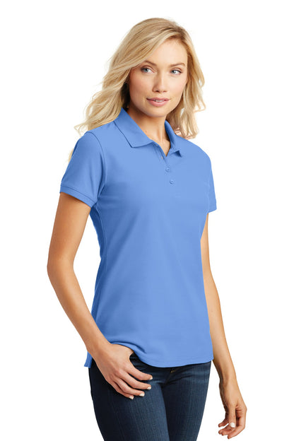 Carolina Blue Port Authority Women's Core Classic Pique Polo. L100 plain