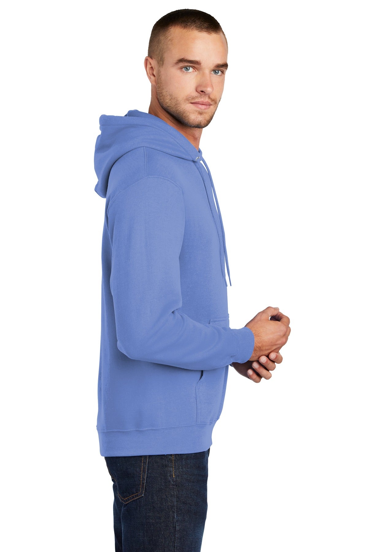 Carolina Blue Port & Co Core Fleece Pullover Hooded Sweatshirt. PC78H