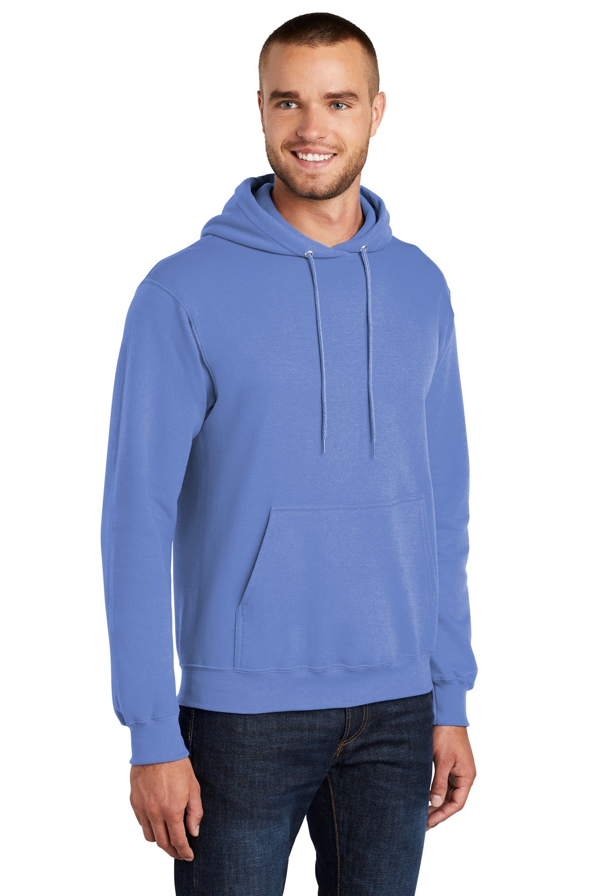 Carolina Blue Port & Co Core Fleece Pullover Hooded Sweatshirt. PC78H