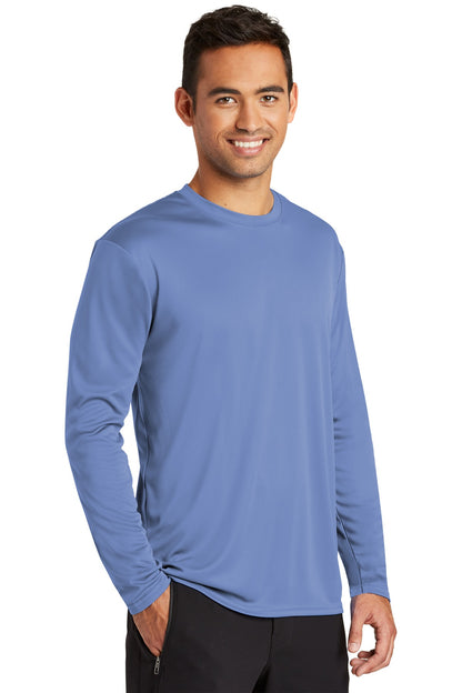 Carolina Blue Port & Co Long Sleeve Performance Tee. PC380LS plain