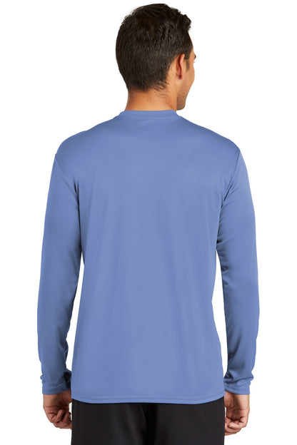 Carolina Blue Port & Co Long Sleeve Performance Tee. PC380LS plain