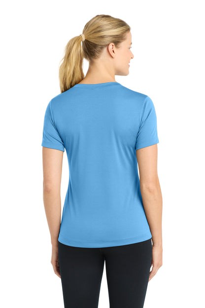 Carolina Blue Sport-Tek Women's PosiCharge Competitor V-Neck Tee. LST353 plain