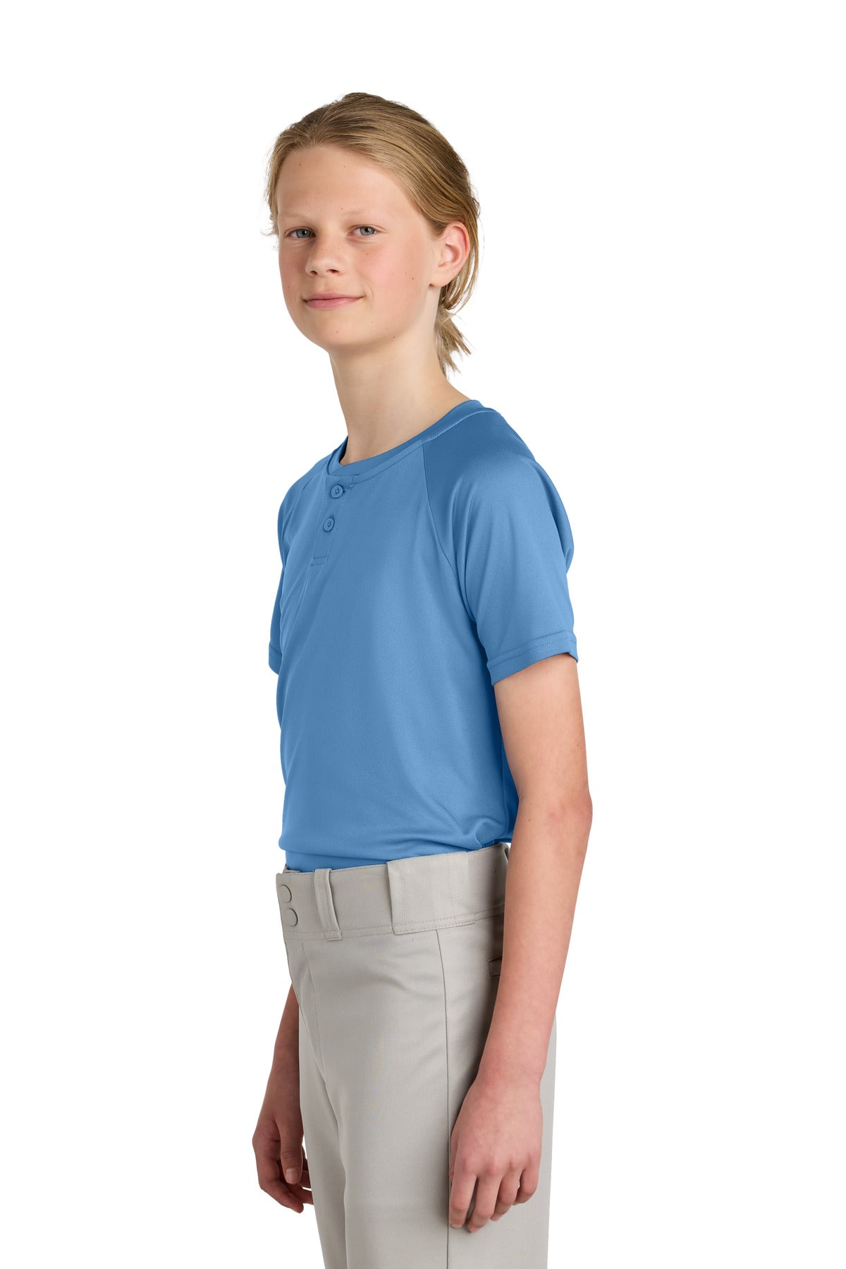 CarolinaBl Sport-Tek Youth PosiCharge Competitor 2-Button Henley YST359 plain