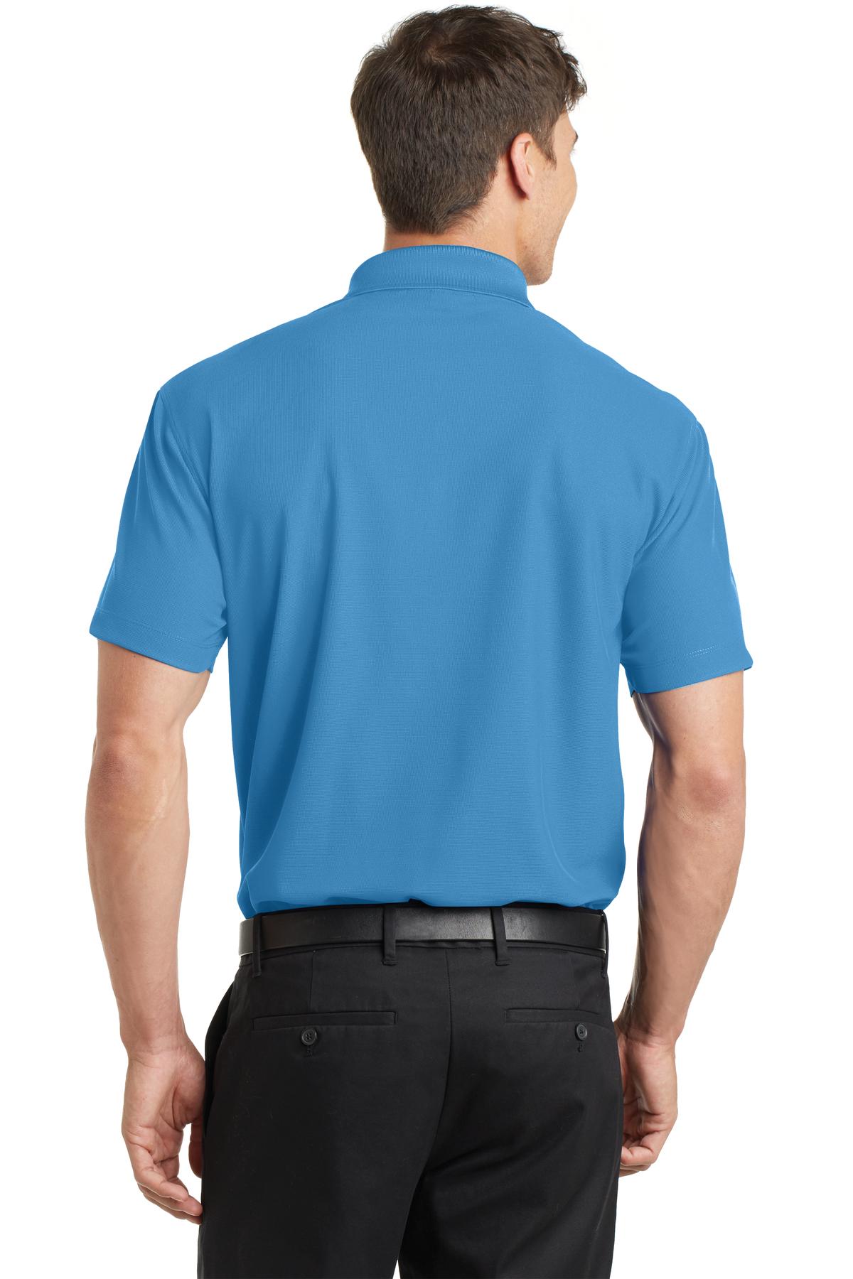 Celadon Blue Port Authority Dry Zone Grid Polo. K572 plain