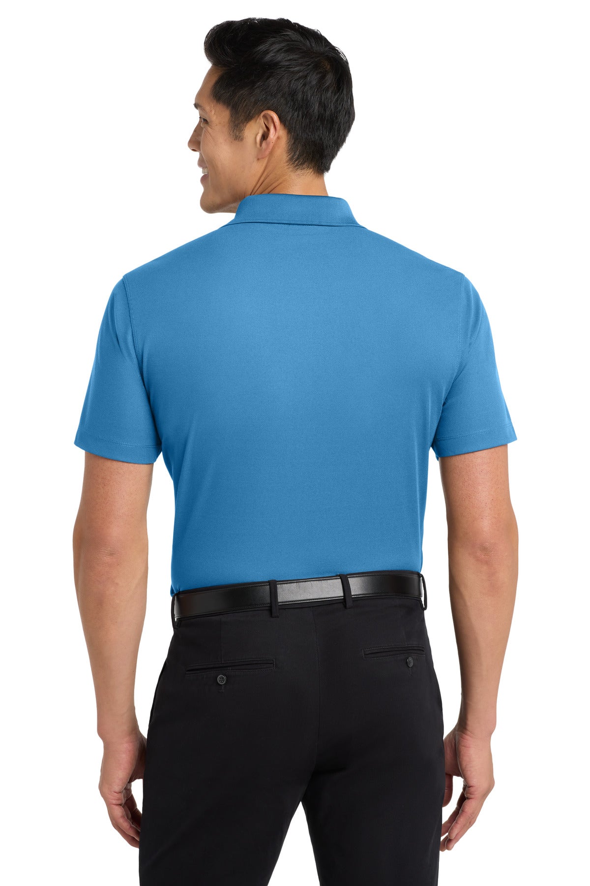 Celadon Blue Port Authority Dry Zone Grid Polo. K572 plain