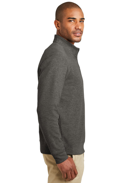 Char He/MH Gry Port Authority Interlock 1/4-Zip. K807 plain