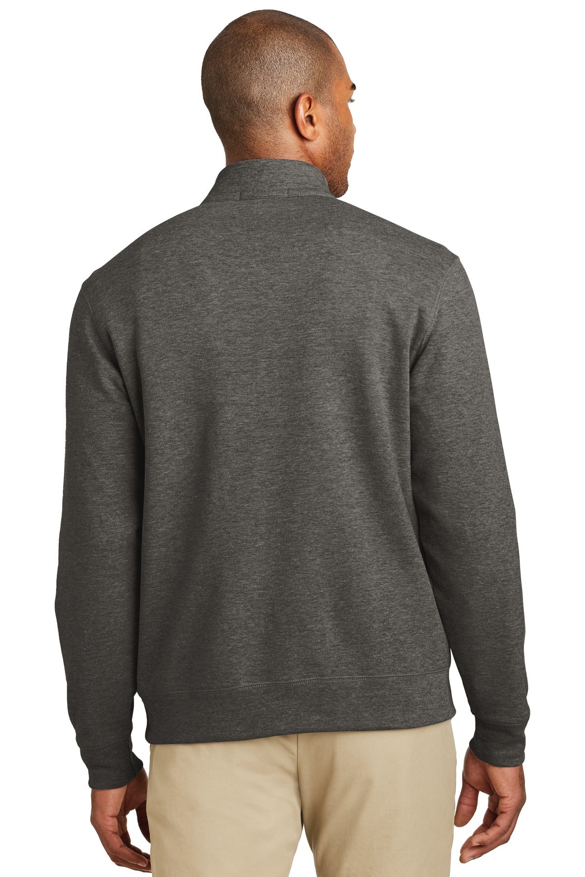 Char He/MH Gry Port Authority Interlock 1/4-Zip. K807 plain