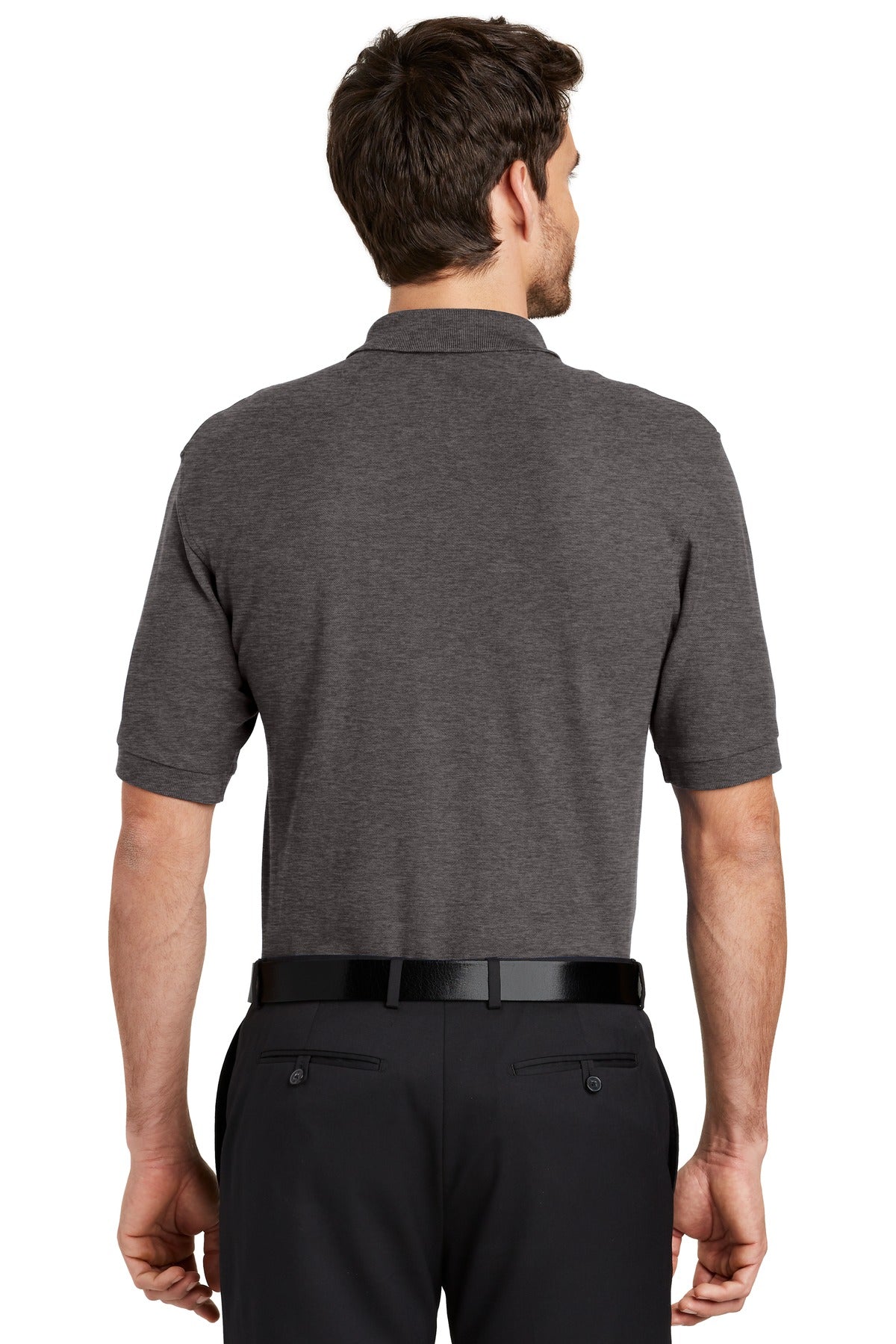 Char Hthr Grey Port Authority Silk Touch Polo K500 plain