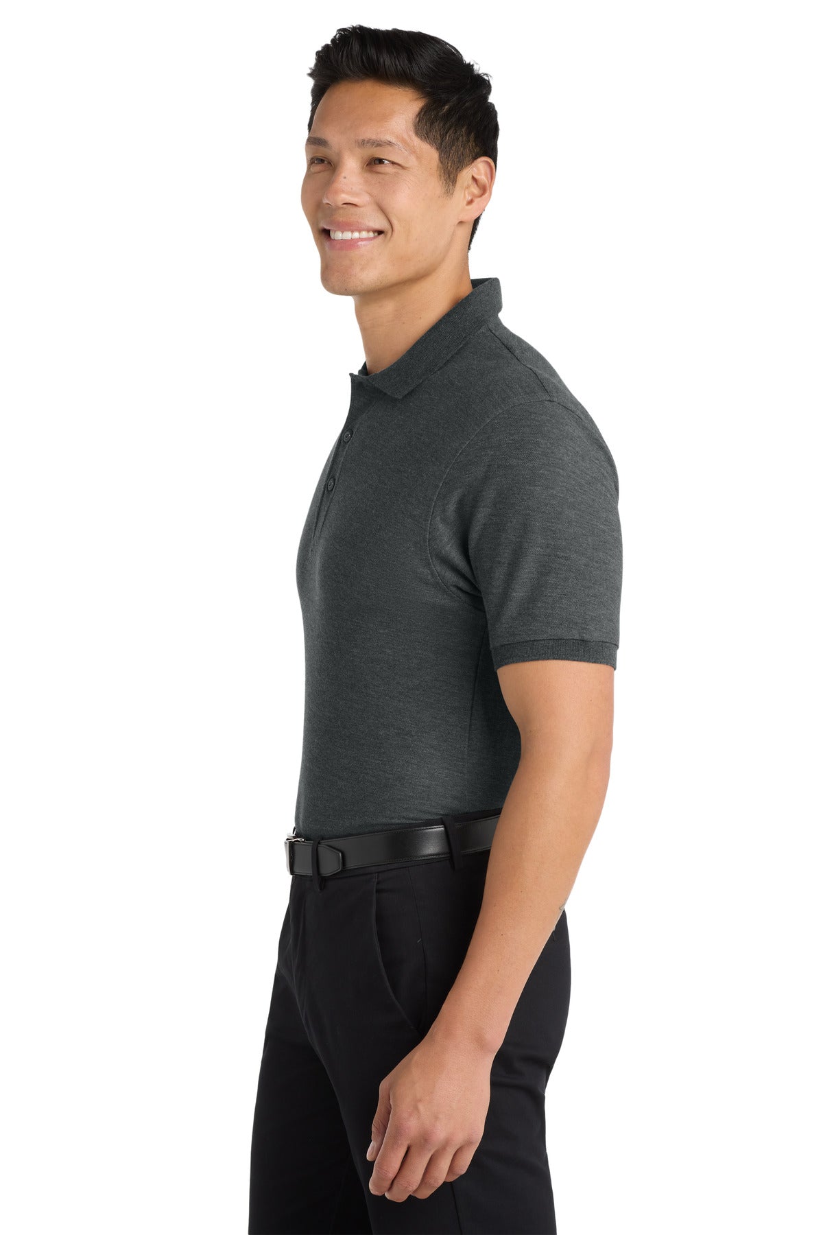 Char Hthr Grey Port Authority Silk Touch Polo K500 plain