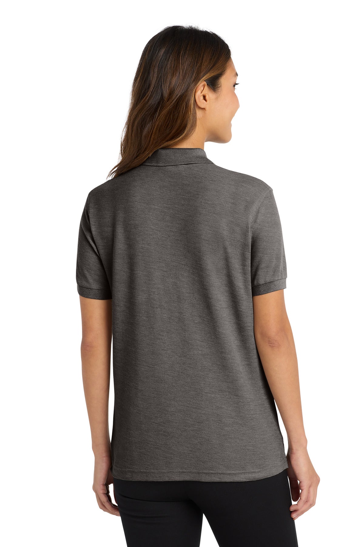 Char Hthr Grey Port Authority Women's Silk Touch Polo. L500 plain