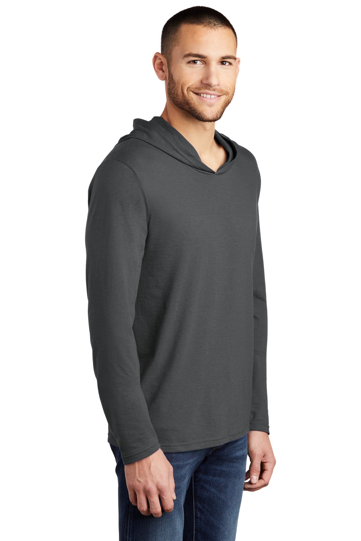 Charcoal District Perfect Tri Long Sleeve Hoodie. DM139 plain