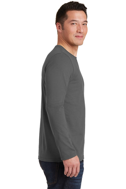 Charcoal Gildan Softstyle Long Sleeve T-Shirt. 64400 plain
