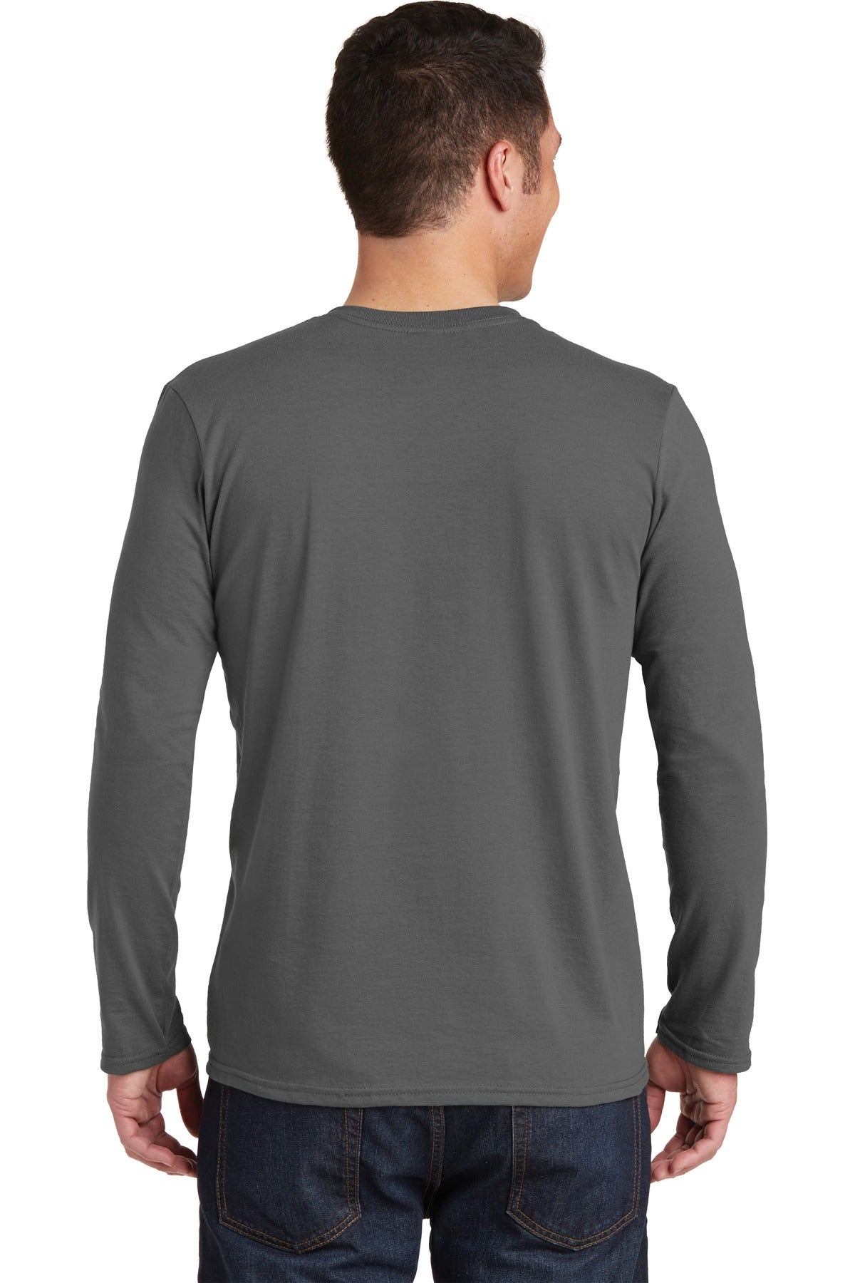 Charcoal Gildan Softstyle Long Sleeve T-Shirt. 64400 plain