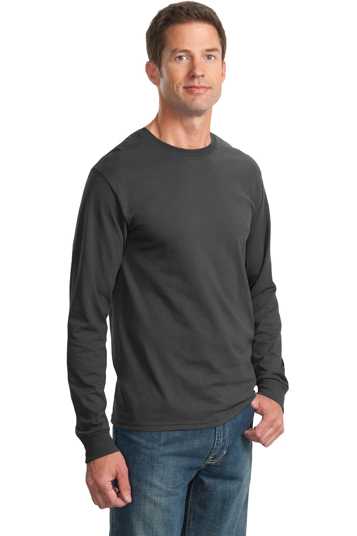 Charcoal Grey Jerzees - Dri-Power 50/50 Cotton/Poly Long Sleeve T-Shirt. 29LS plain